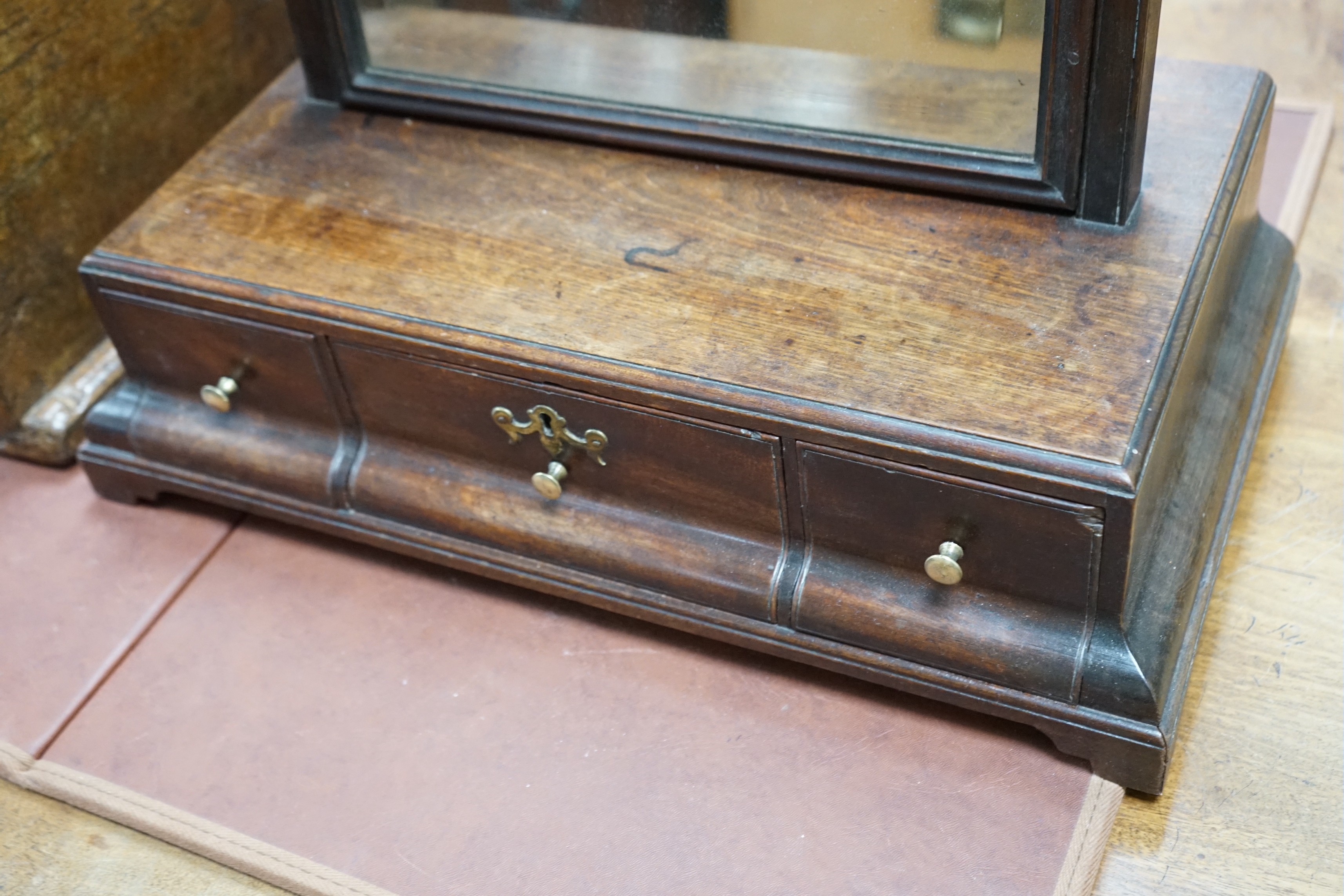 An 18th century mahogany box based toilet mirror